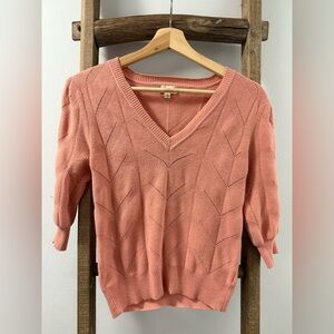 Hem & Thread Peach V-Neck Sweater